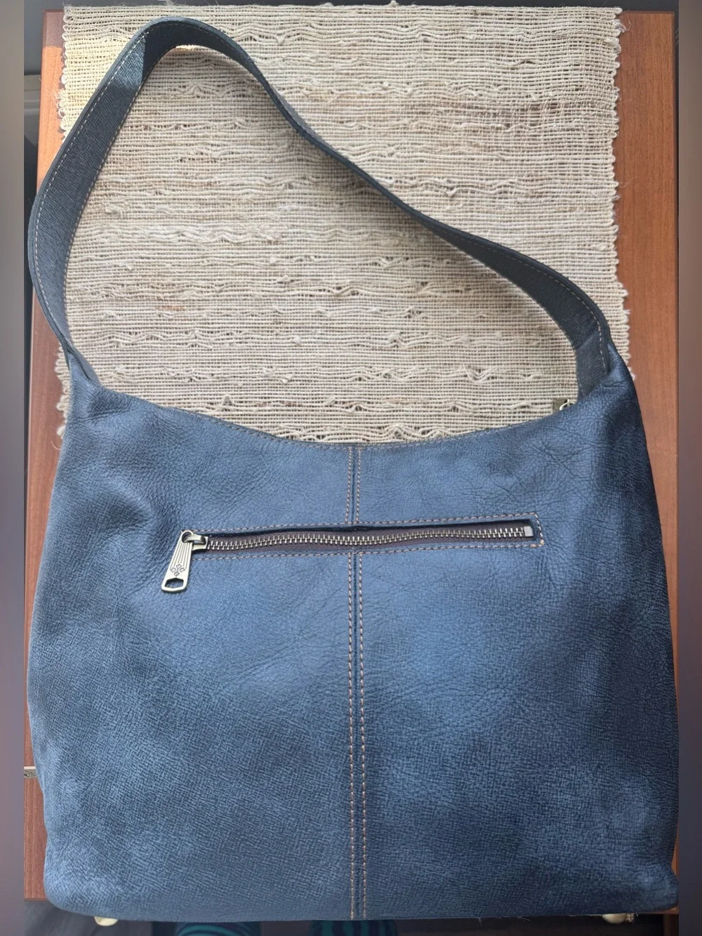Patricia Nash Elia Hobo Blue Leather Shoulder Bag